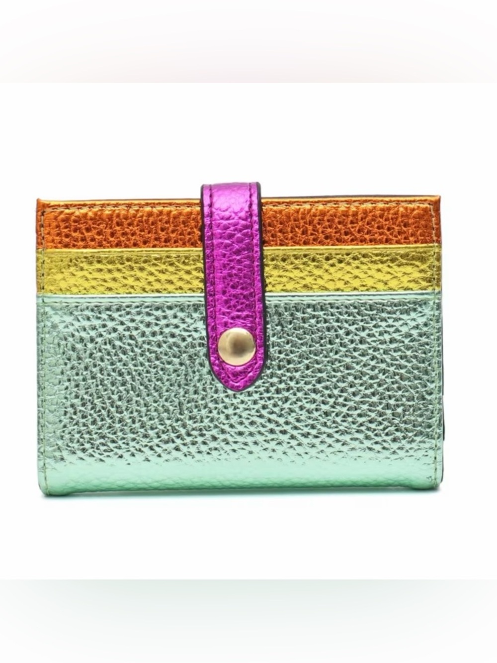Macy's Metallic Colorblock Wallet in Mint, Gold, Orange, Fuchsia